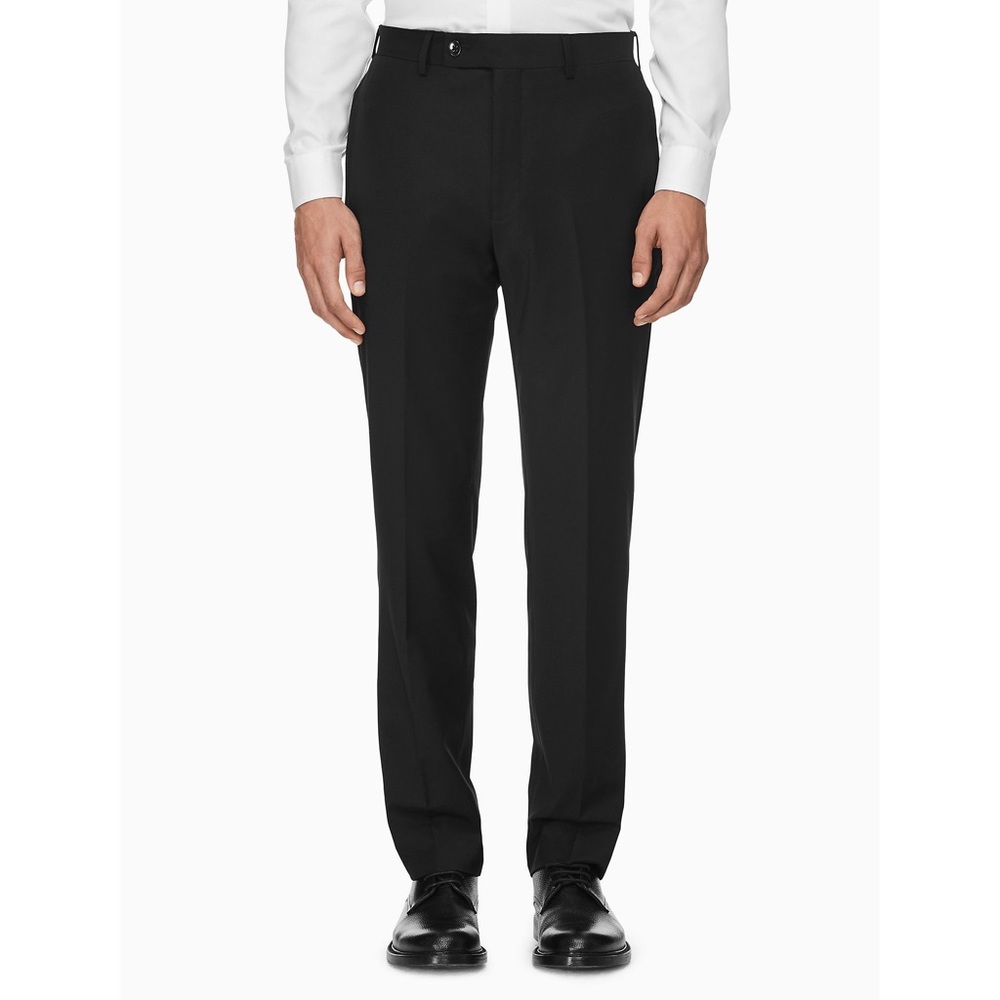 CALVIN KLEIN Black 100% Wool Dress Pants
